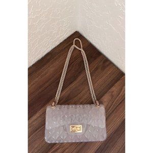 Clear Jelly Purse with Gold Tone Chain Strap